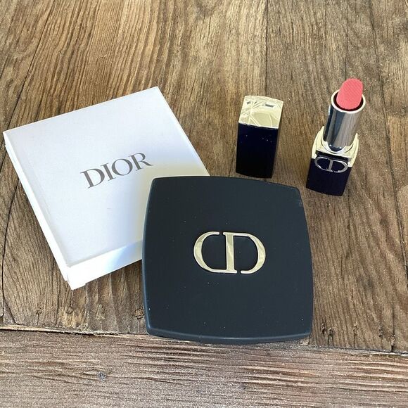 New w/ Box Christian Dior Makeup Compact Mirror & Mini Rouge Lipstick 772 - Picture 2 of 9